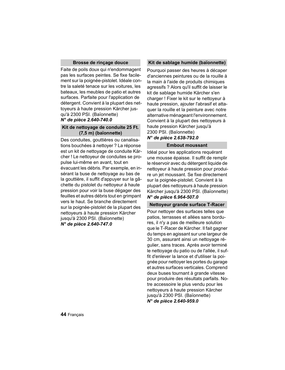 Karcher K 2.21 User Manual | Page 44 / 48