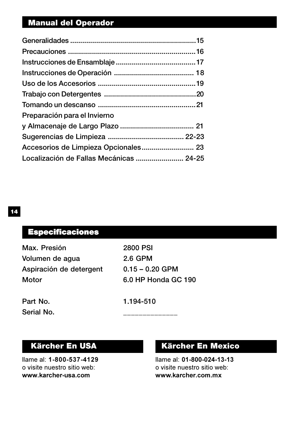 Karcher G 2800 OH User Manual | Page 14 / 40