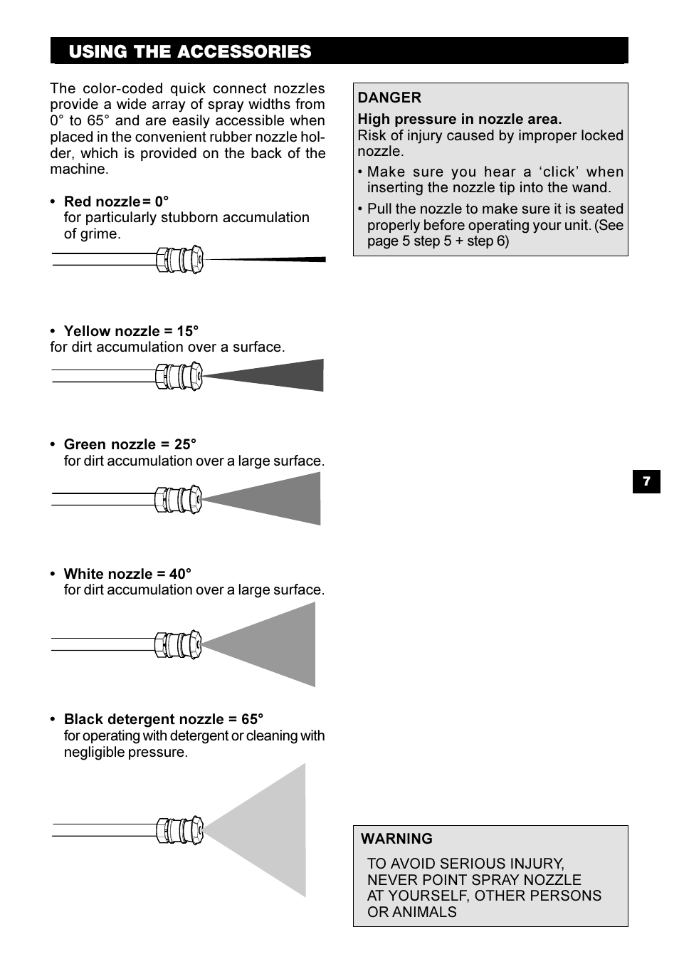 Using the accessories | Karcher G 2800 OH User Manual | Page 7 / 40