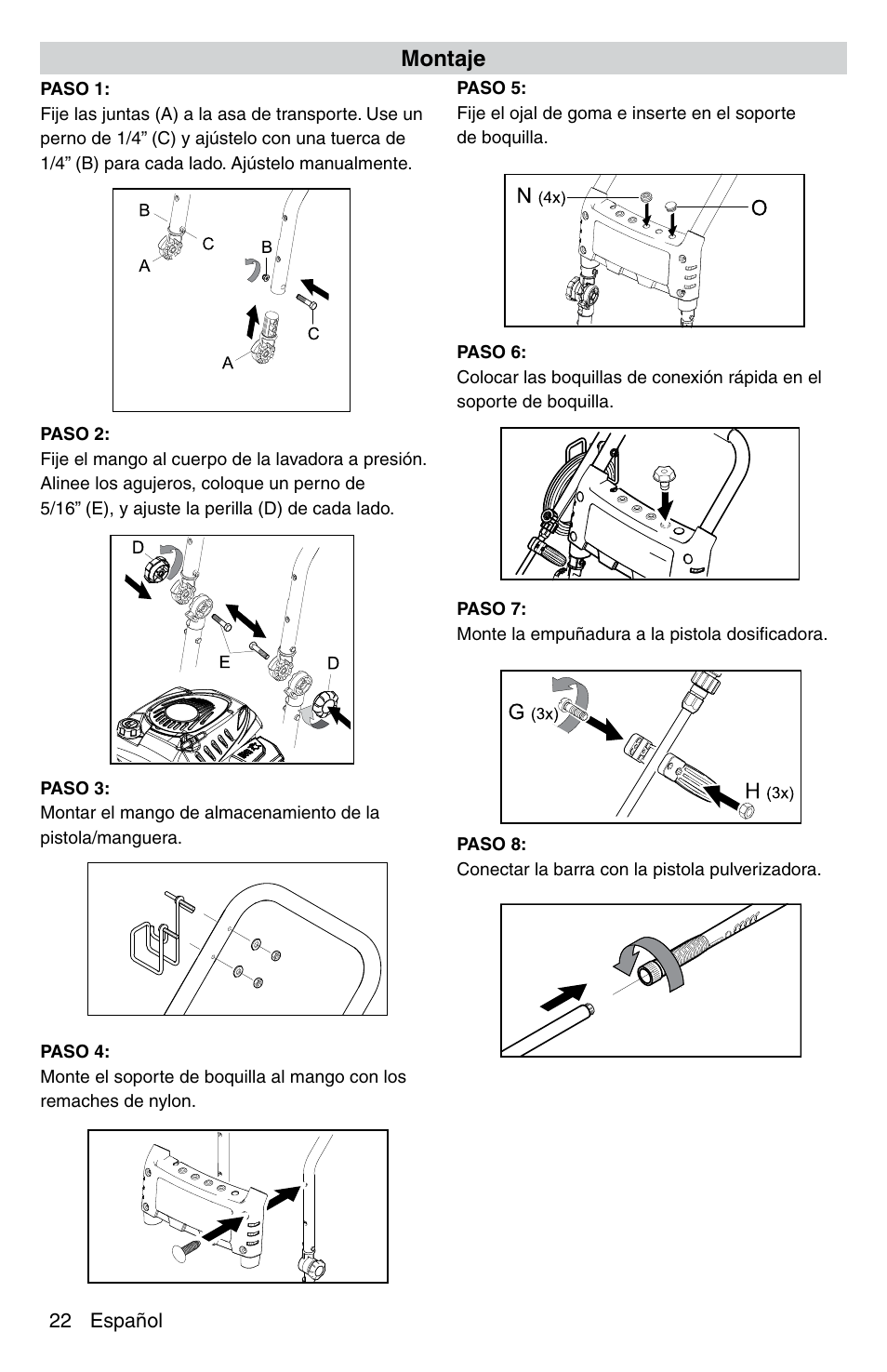 Montaje | Karcher G 2600 VC PLUS User Manual | Page 22 / 46