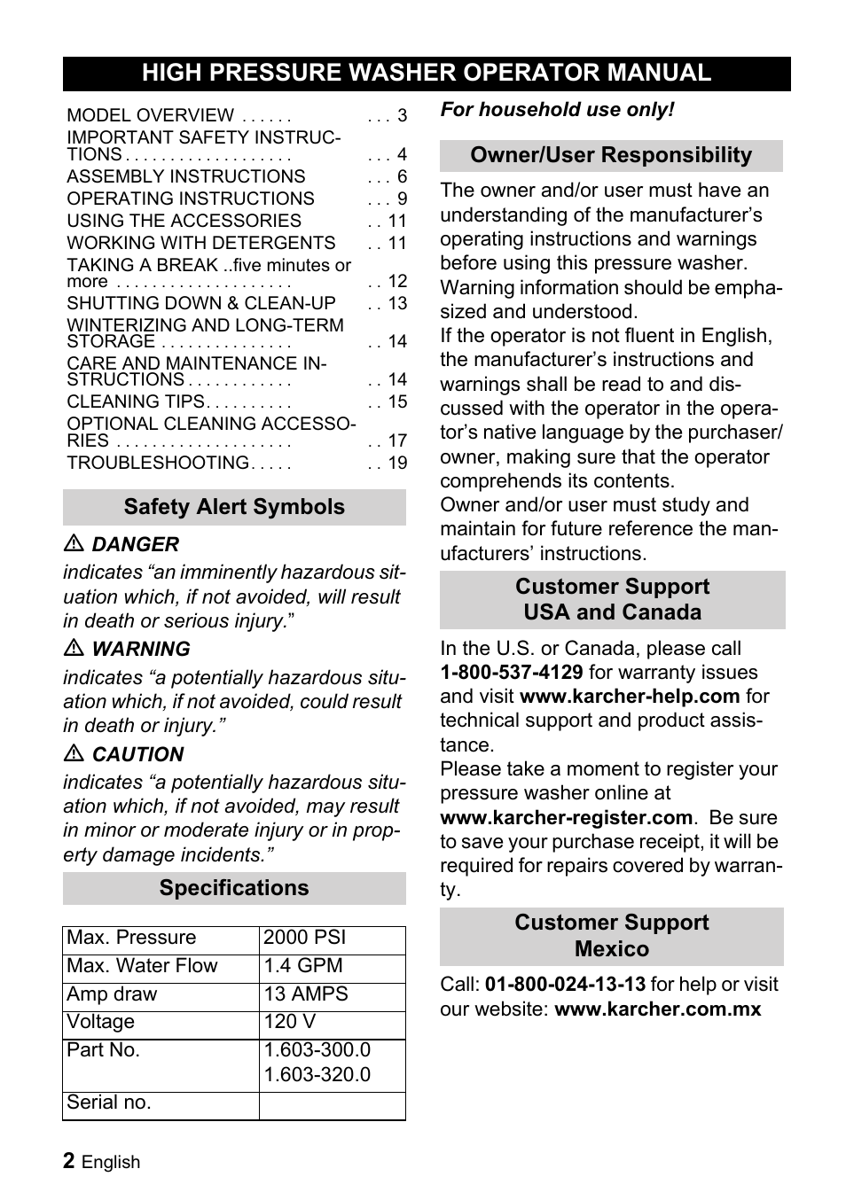 High pressure washer operator manual | Karcher K 5.540 User Manual | Page 2 / 64