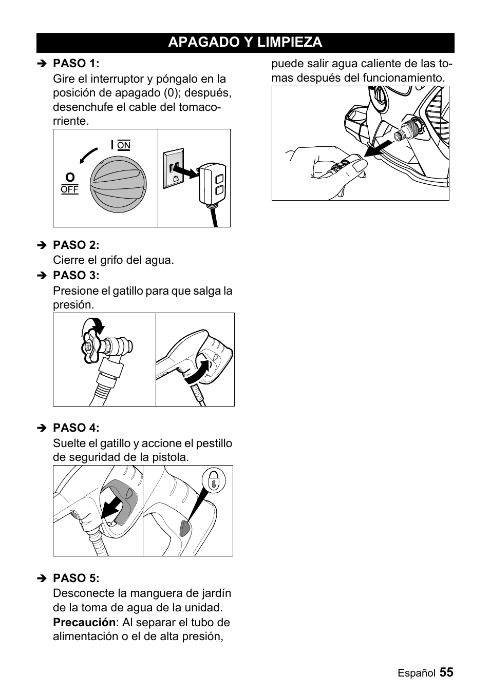 Apagado y limpieza | Karcher K 5.540 User Manual | Page 55 / 64
