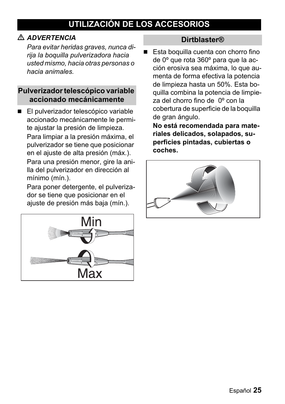 Utilización de los accesorios | Karcher K 3.91 M User Manual | Page 25 / 52