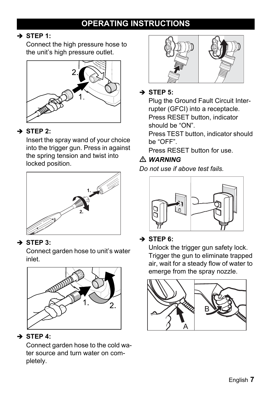 Operating instructions | Karcher K 3.91 M User Manual | Page 7 / 52