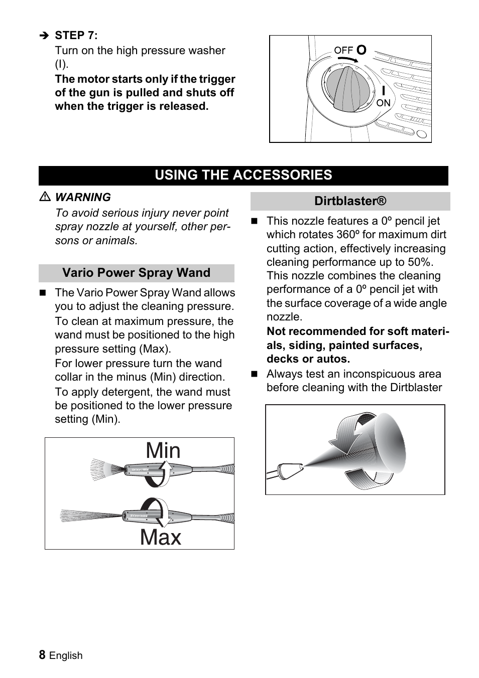 Using the accessories | Karcher K 3.91 M User Manual | Page 8 / 52