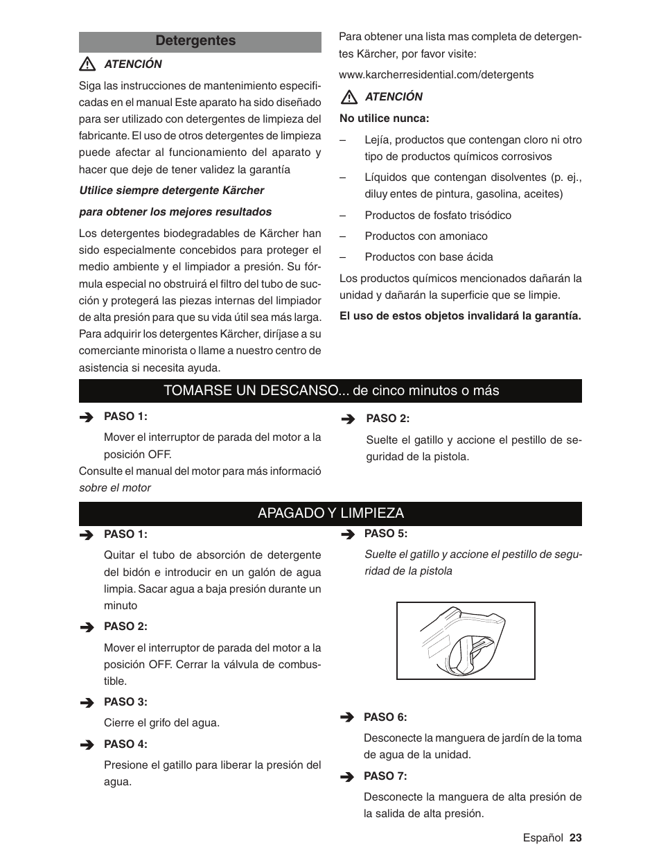 Detergentes | Karcher G2600XC User Manual | Page 23 / 40