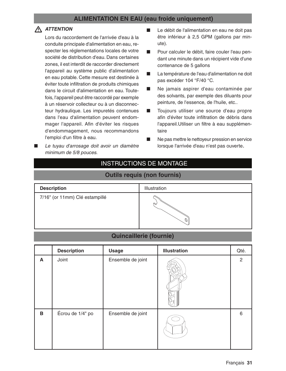 Instructions de montage | Karcher G2600XC User Manual | Page 31 / 40