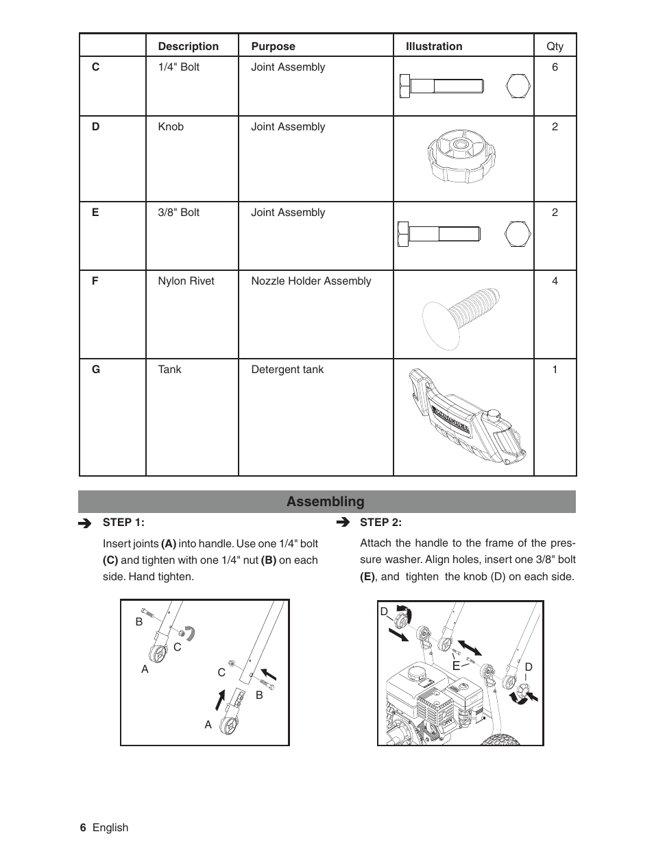 Assembling | Karcher G2600XC User Manual | Page 6 / 40
