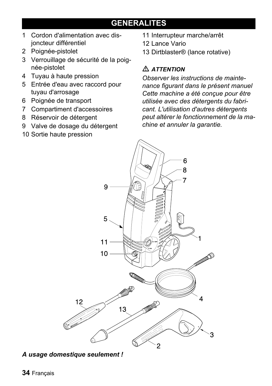 Generalites | Karcher K 3.92 M User Manual | Page 34 / 48