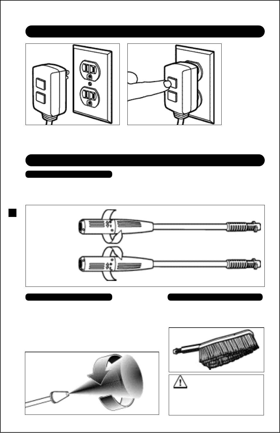 Warning, Using the accessories gfci instructions, Step 1 | Step 2 | Karcher K 360 M User Manual | Page 6 / 12