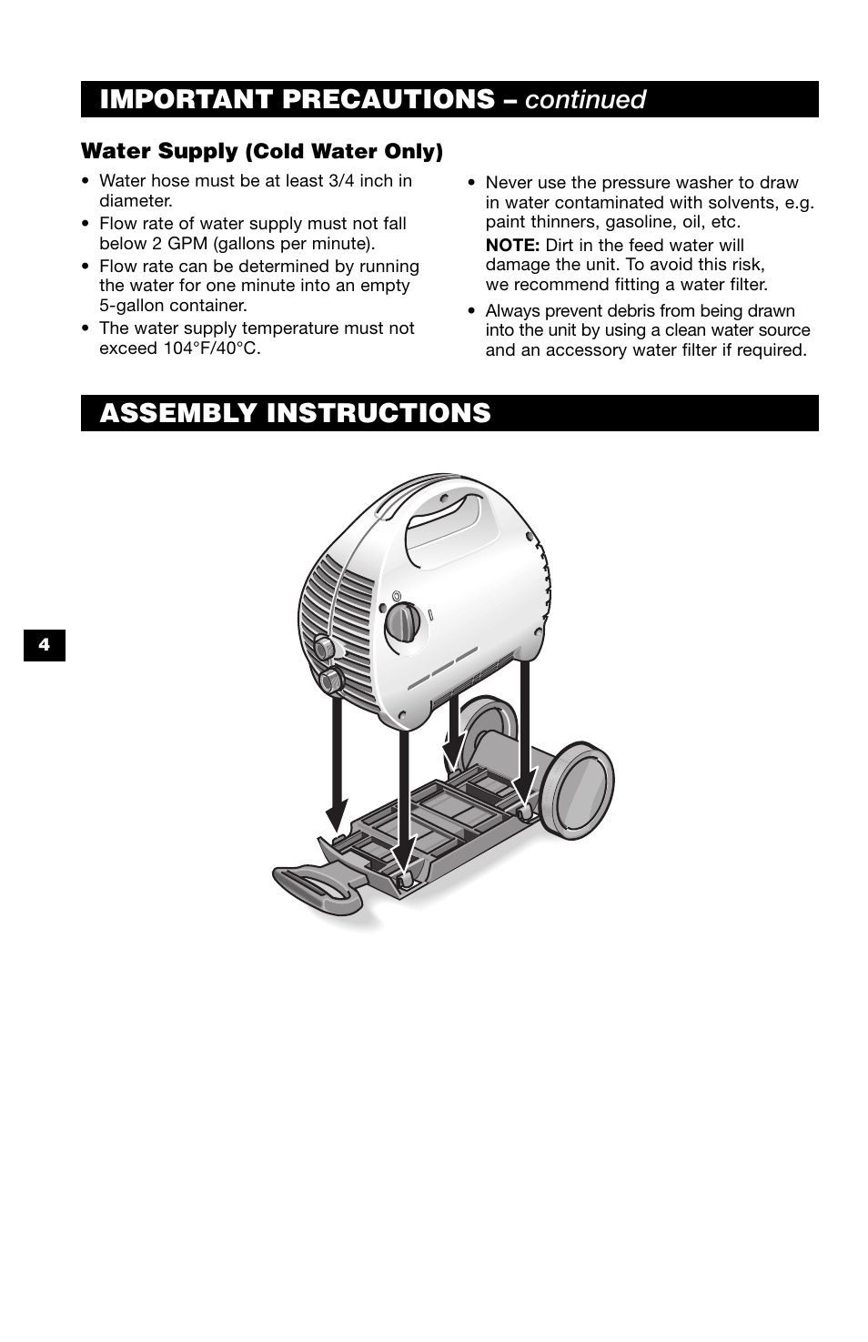 Water supply | Karcher K 370 M User Manual | Page 4 / 12