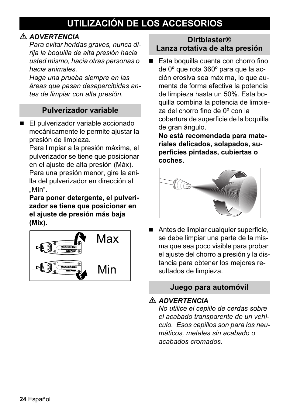 Utilización de los accesorios | Karcher K 2.360 User Manual | Page 24 / 52