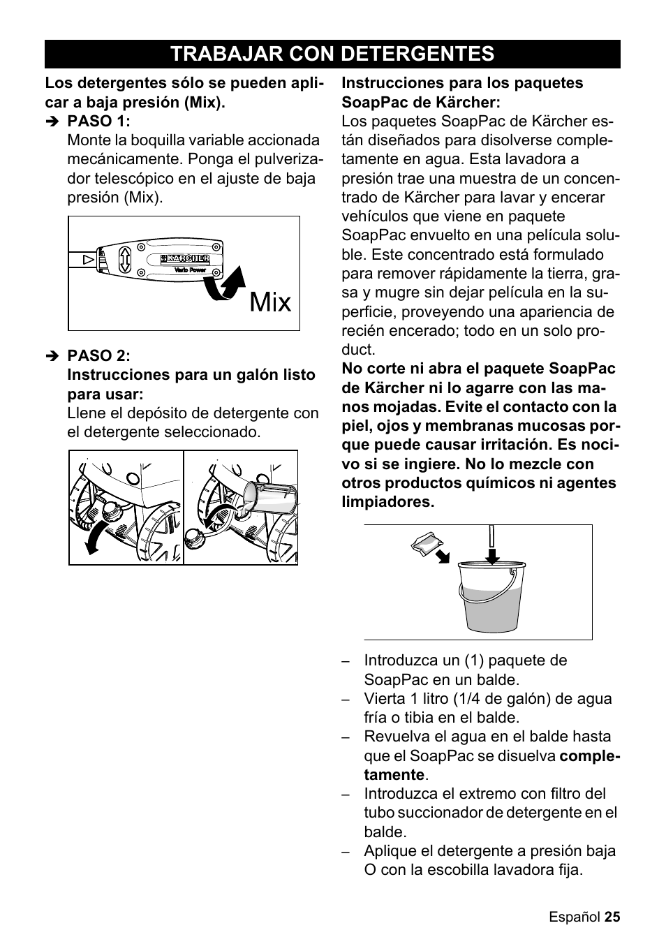 Trabajar con detergentes | Karcher K 2.360 User Manual | Page 25 / 52