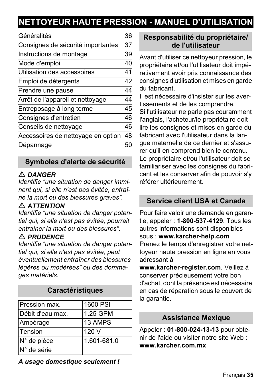Nettoyeur haute pression - manuel d'utilisation | Karcher K 2.360 User Manual | Page 35 / 52