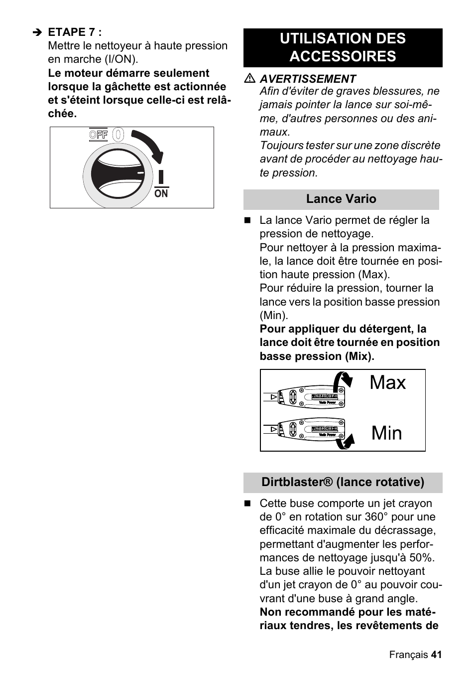 Utilisation des accessoires | Karcher K 2.360 User Manual | Page 41 / 52