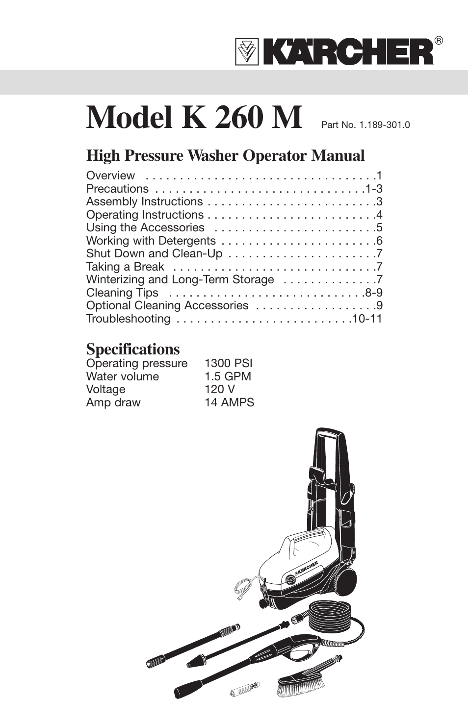 Karcher K 260 M User Manual | 12 pages