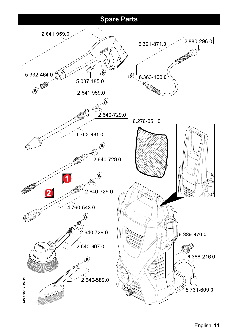 Spare parts | Karcher K 2.199 User Manual | Page 11 / 12