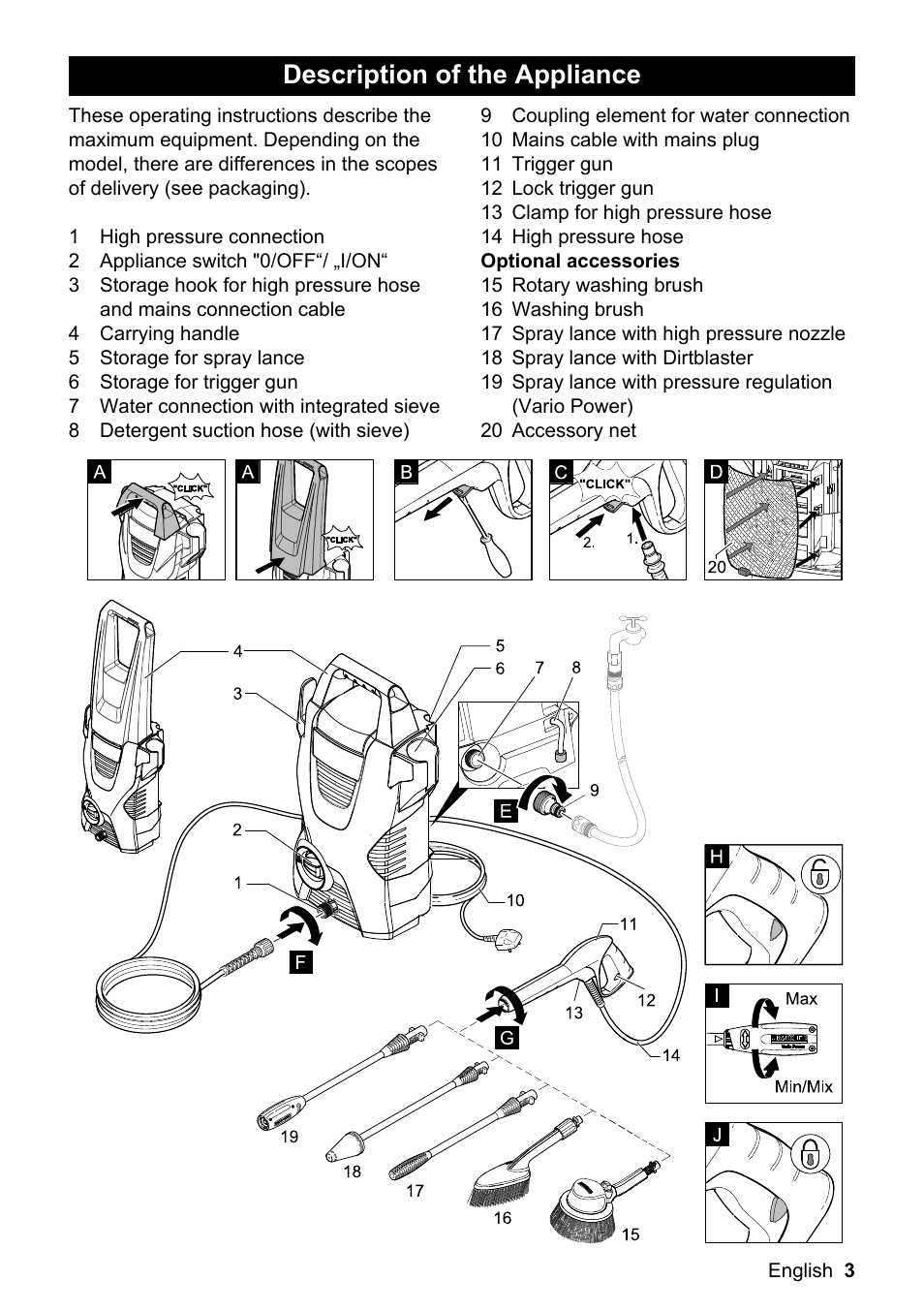 Description of the appliance | Karcher K 2.199 User Manual | Page 3 / 12