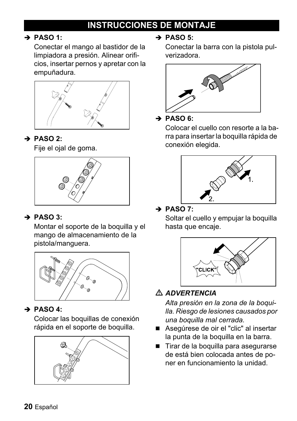 Instrucciones de montaje | Karcher G 2650 OH User Manual | Page 20 / 47