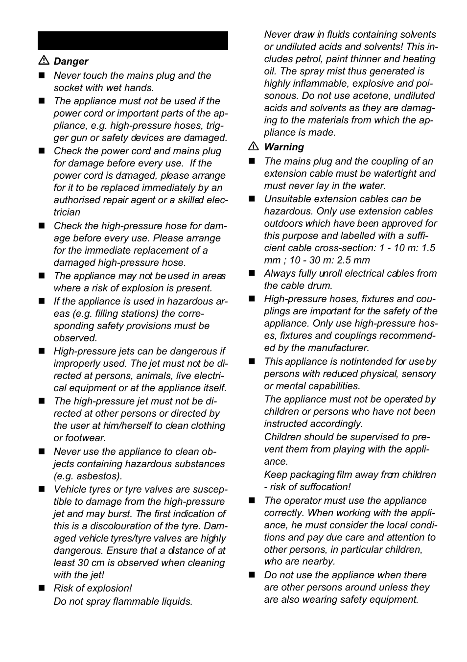 Safety instructions | Karcher K 5.70 M User Manual | Page 4 / 24