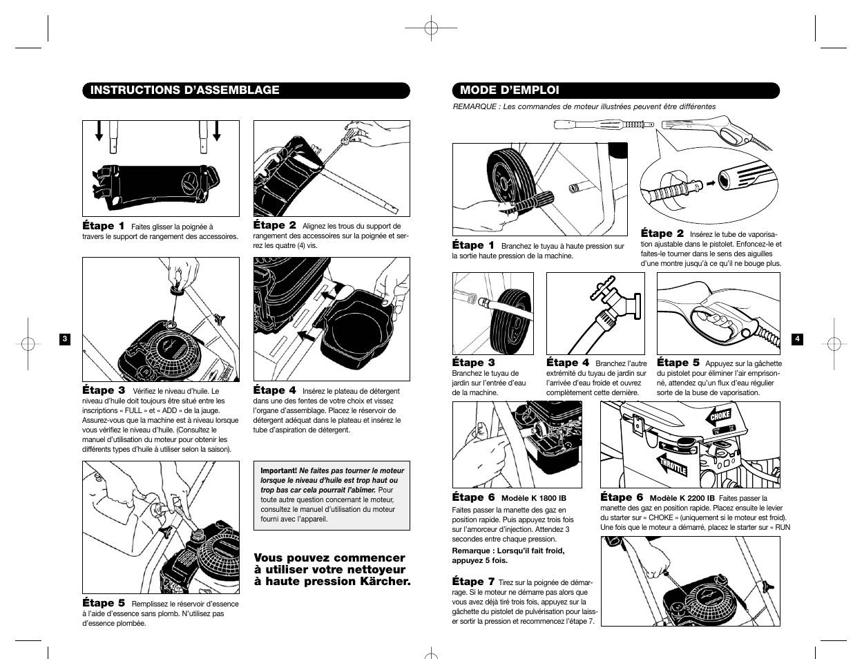 Mode d’emploi, Instructions d’assemblage | Karcher K 2200 IB User Manual | Page 17 / 21