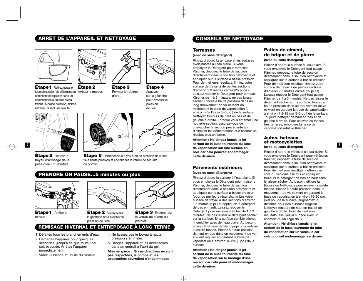 Conseils de nettoyage, Arrêt de l’appareil et nettoyage, Prendre un pause minutes ou plus | Karcher K 2200 IB User Manual | Page 19 / 21