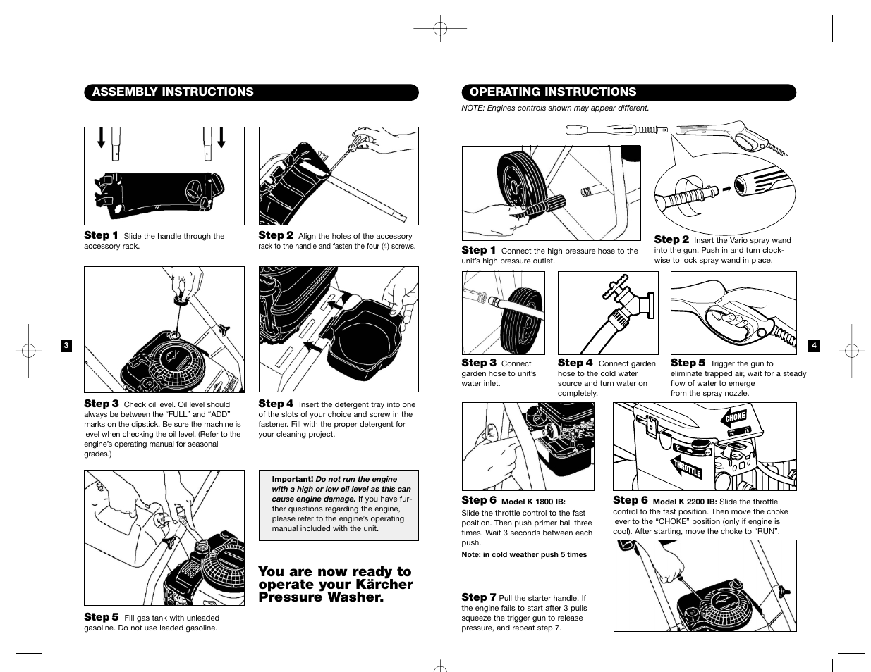 Operating instructions, Assembly instructions | Karcher K 2200 IB User Manual | Page 3 / 21