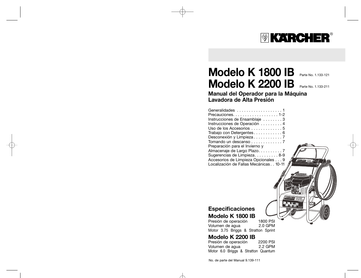 Modelo k 1800 ib, Modelo k 2200 ib | Karcher K 2200 IB User Manual | Page 8 / 21