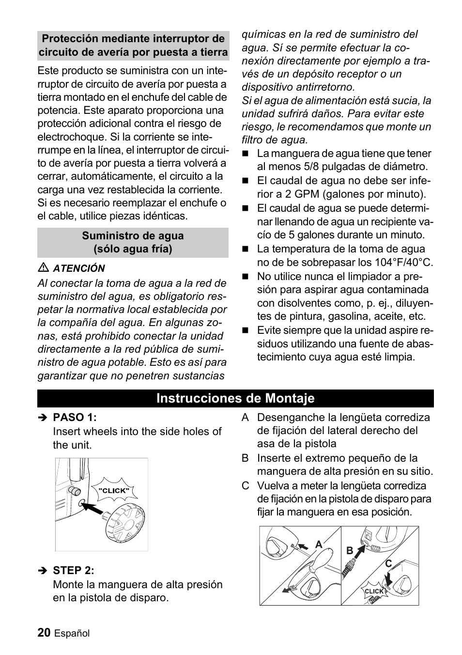 Instrucciones de montaje | Karcher K 2.56M User Manual | Page 20 / 48