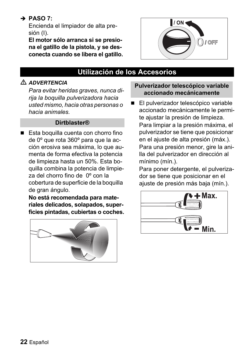 Utilización de los accesorios | Karcher K 2.56M User Manual | Page 22 / 48