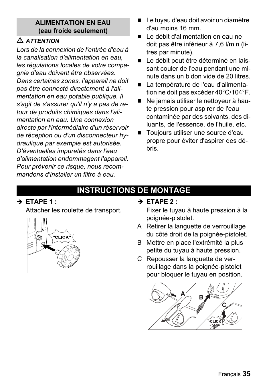 Instructions de montage | Karcher K 2.56M User Manual | Page 35 / 48