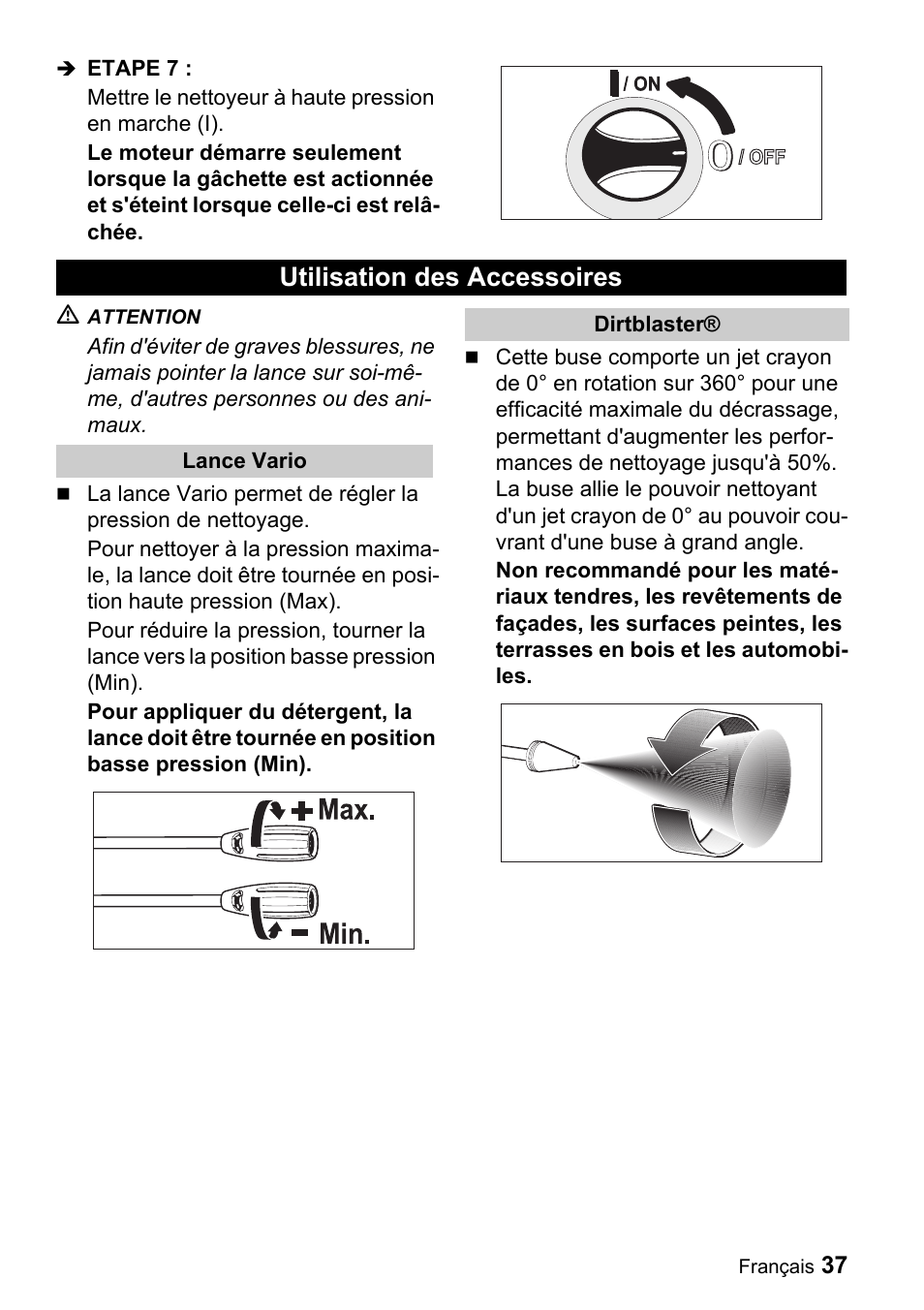 Utilisation des accessoires | Karcher K 2.56M User Manual | Page 37 / 48