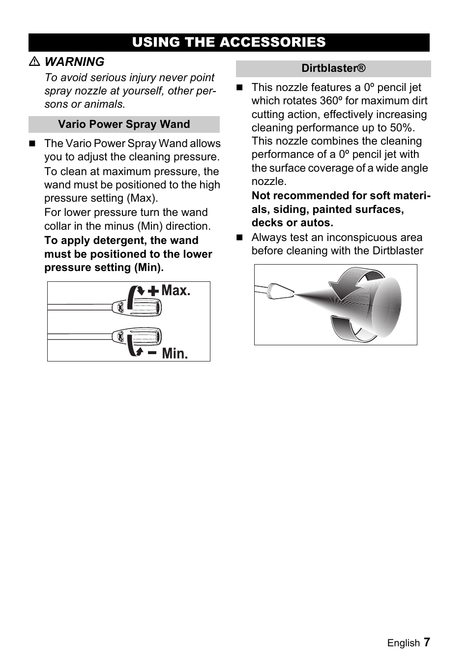 Using the accessories | Karcher K 2.56M User Manual | Page 7 / 48