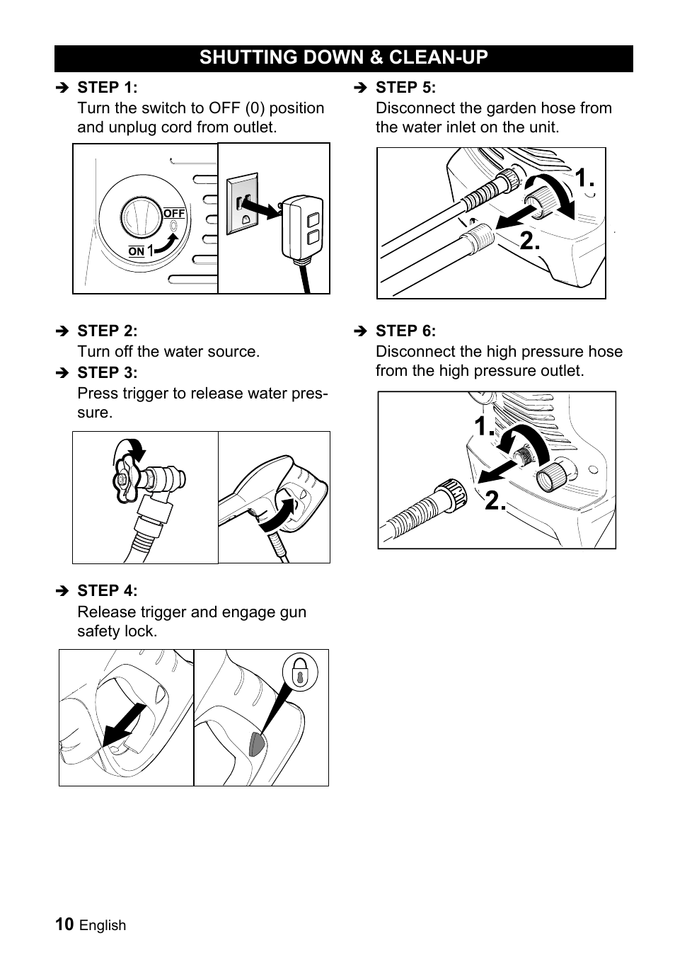 Shutting down & clean-up | Karcher K 3.69 M User Manual | Page 10 / 52