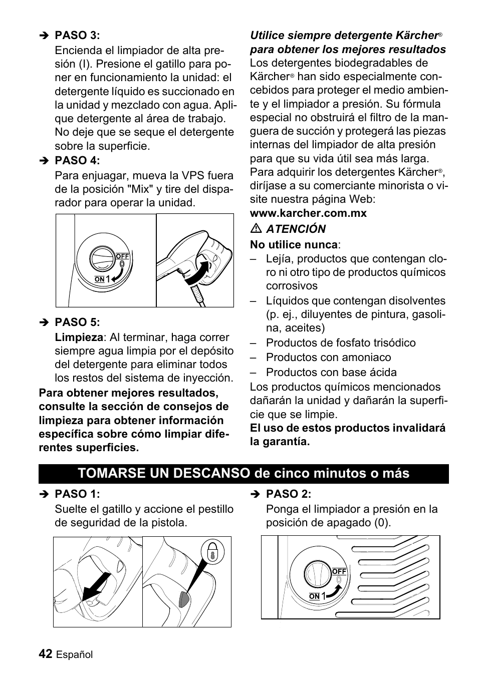 Tomarse un descanso de cinco minutos o mбs | Karcher K 3.69 M User Manual | Page 42 / 52