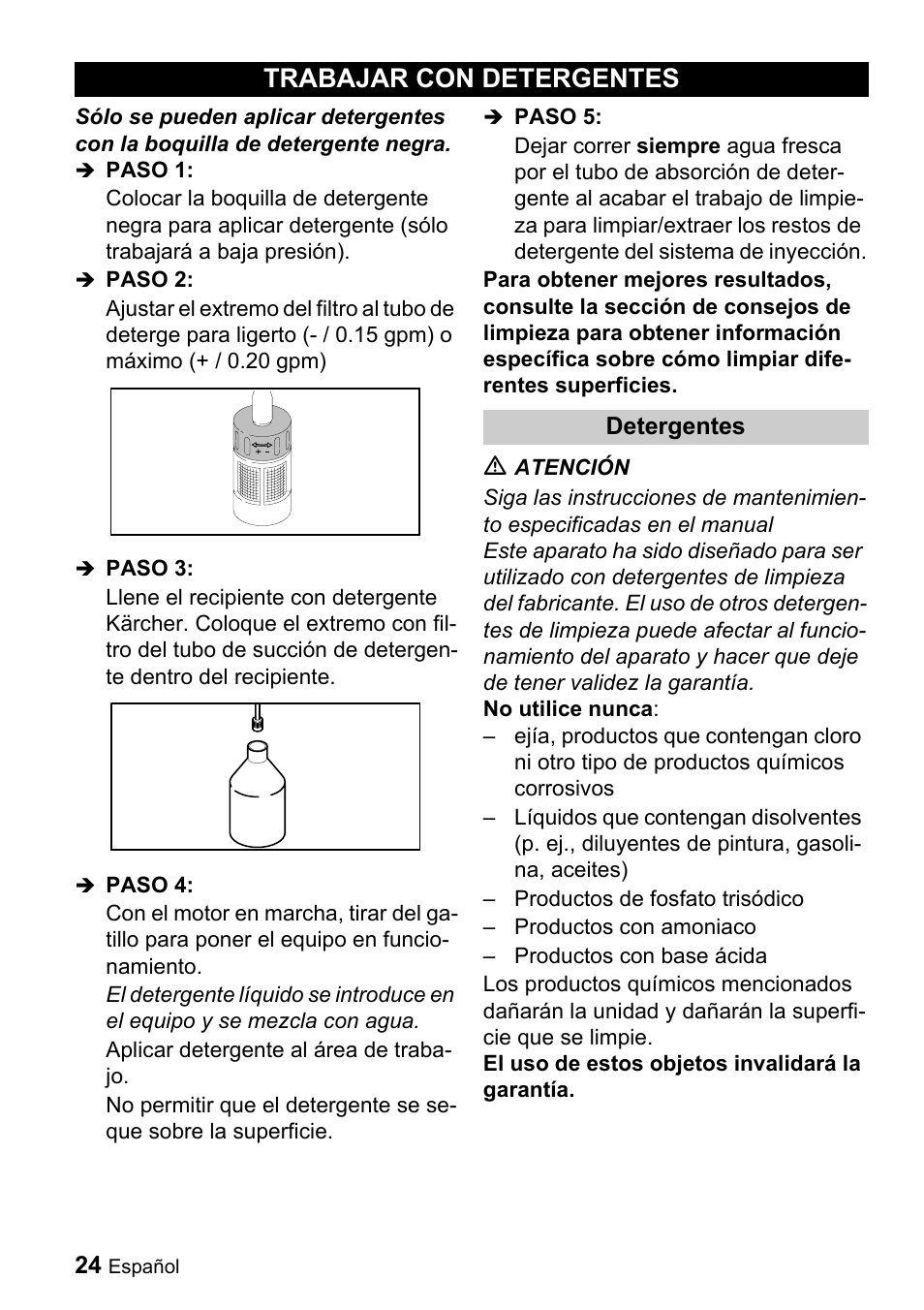 Trabajar con detergentes | Karcher G 4000 RH User Manual | Page 24 / 48