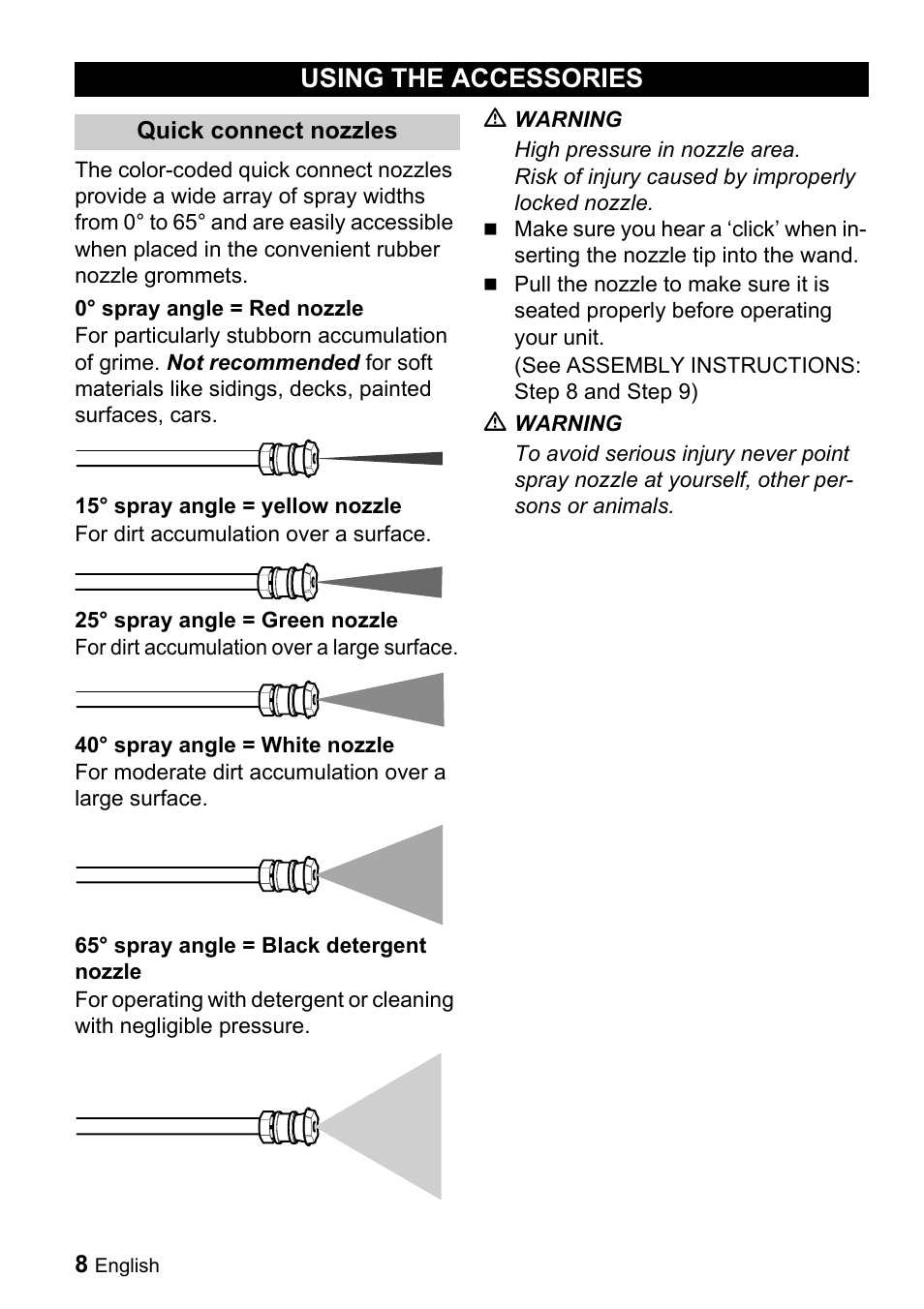 Using the accessories | Karcher G 4000 RH User Manual | Page 8 / 48