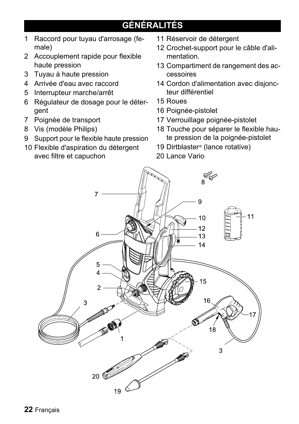 Généralités | Karcher K 3.540 User Manual | Page 22 / 64