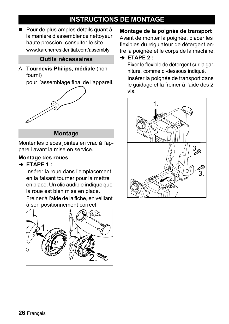 Instructions de montage | Karcher K 3.540 User Manual | Page 26 / 64