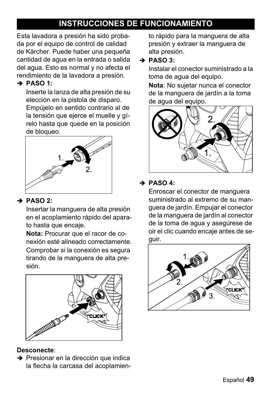 Instrucciones de funcionamiento | Karcher K 3.540 User Manual | Page 49 / 64