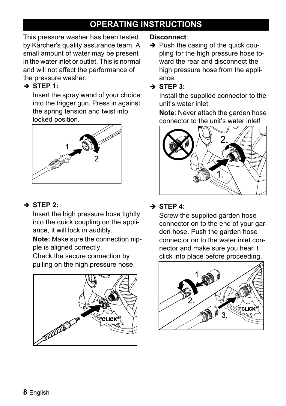 Operating instructions | Karcher K 3.540 User Manual | Page 8 / 64