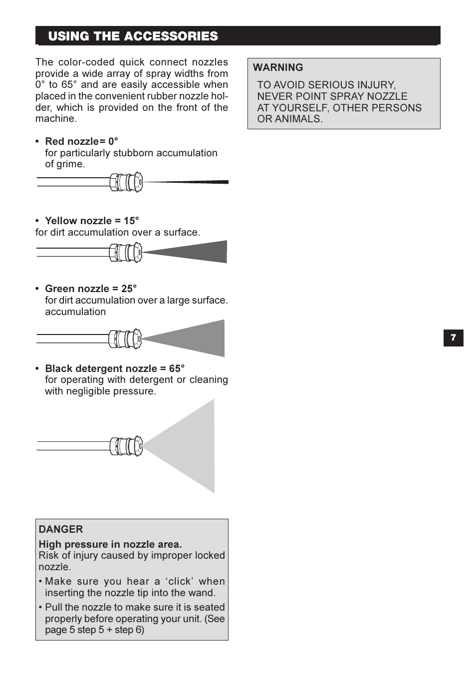 Using the accessories | Karcher G 2600 OR User Manual | Page 7 / 40