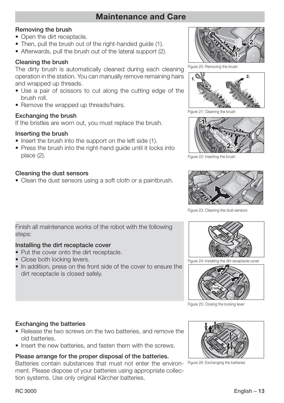 Maintenance and care | Karcher RC 3000 User Manual | Page 13 / 17