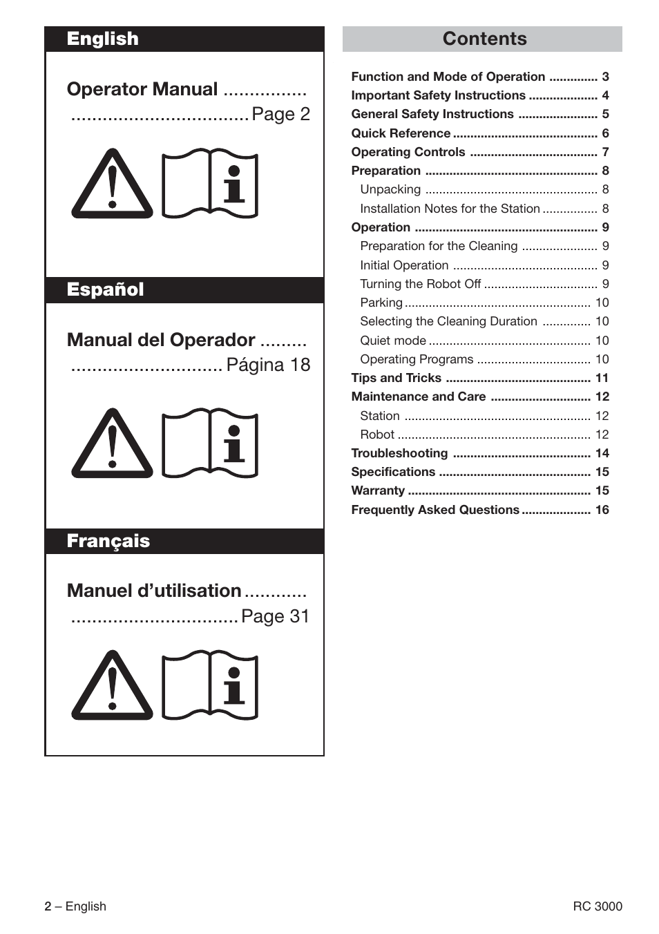 Karcher RC 3000 User Manual | Page 2 / 17