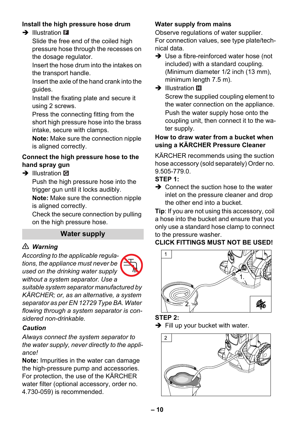 Water | Karcher K 5.700 User Manual | Page 10 / 16