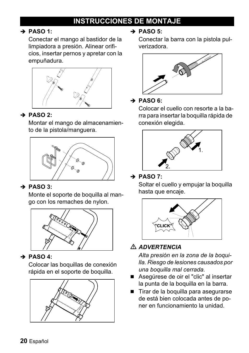 Instrucciones de montaje | Karcher G 3050 OH User Manual | Page 20 / 46