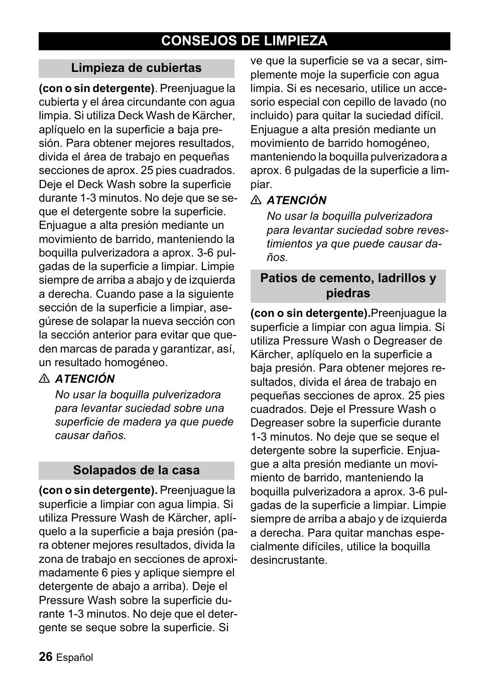 Consejos de limpieza | Karcher G 3050 OH User Manual | Page 26 / 46