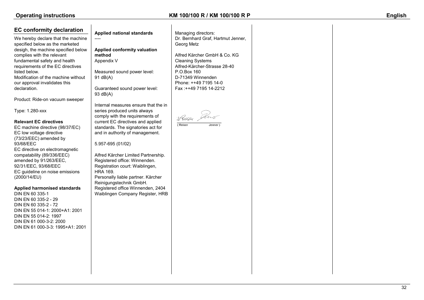 Karcher KM 100 / 100 R P User Manual | Page 17 / 21