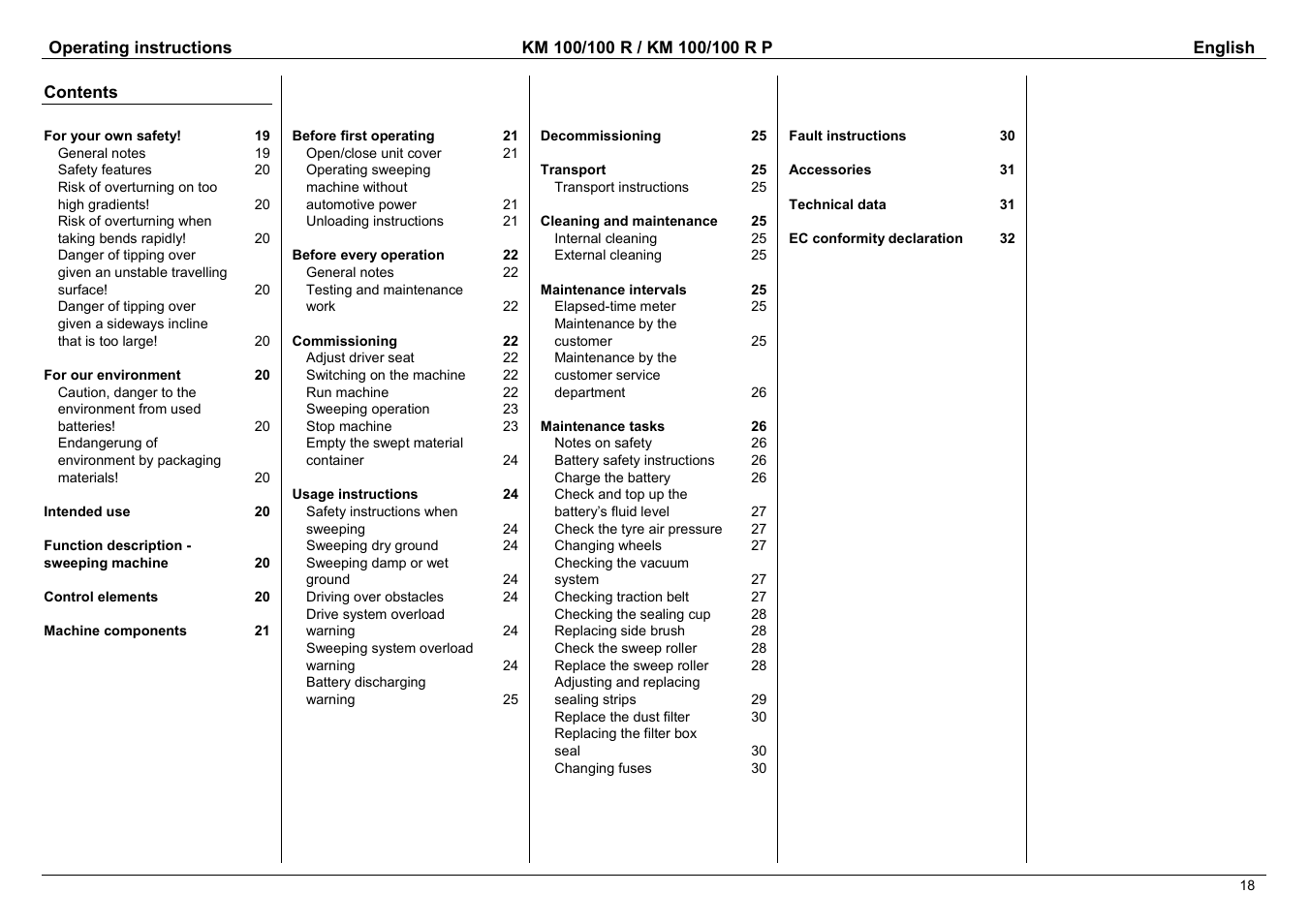 Karcher KM 100 / 100 R P User Manual | Page 3 / 21