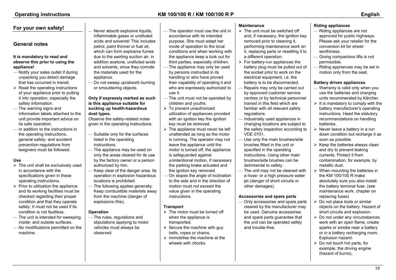 Karcher KM 100 / 100 R P User Manual | Page 4 / 21